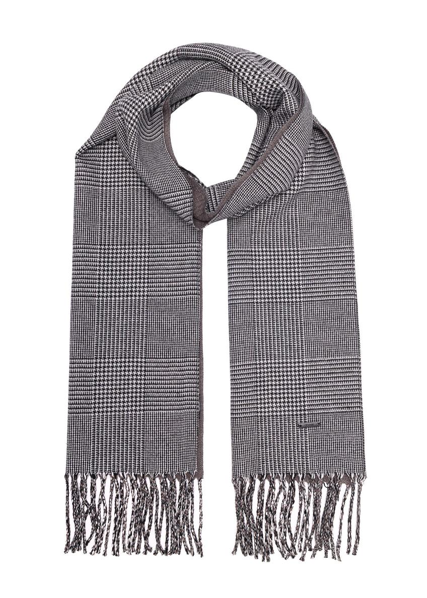 Gray men's checkered scarf SZAMT-0081A-98(Z25)