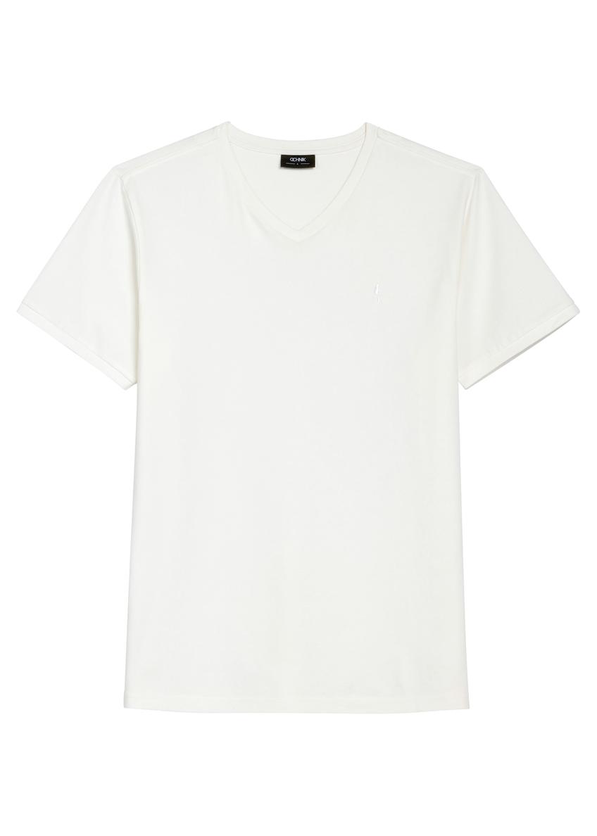 Men's white cotton T-shirt TSHMT-0088-0B(W26)