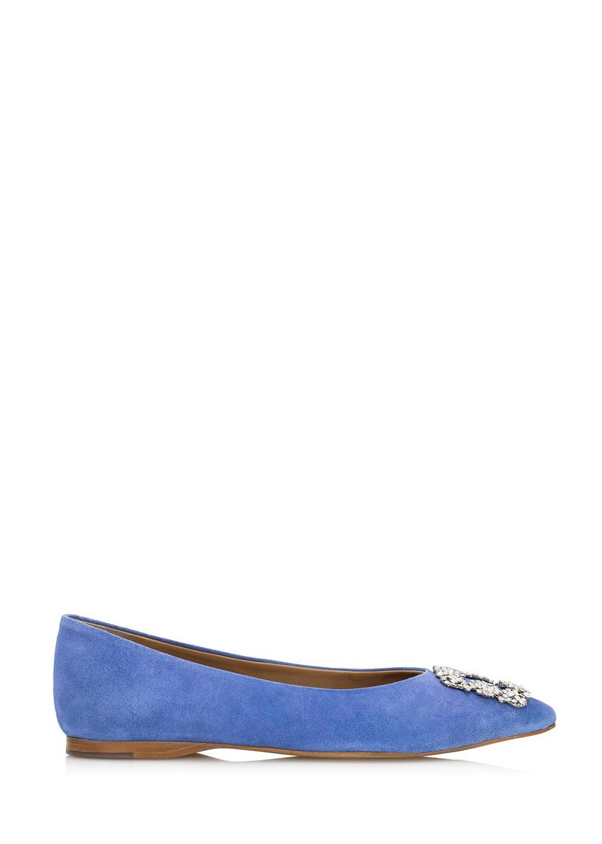 Blue women's ballerinas with buckle BUTYD-0990-61(W23)-08