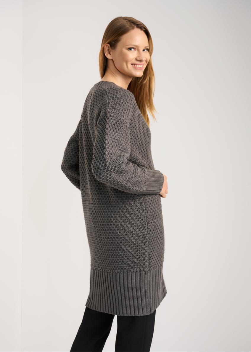 Grey long women's cardigan KARDT-0029-95(Z22)