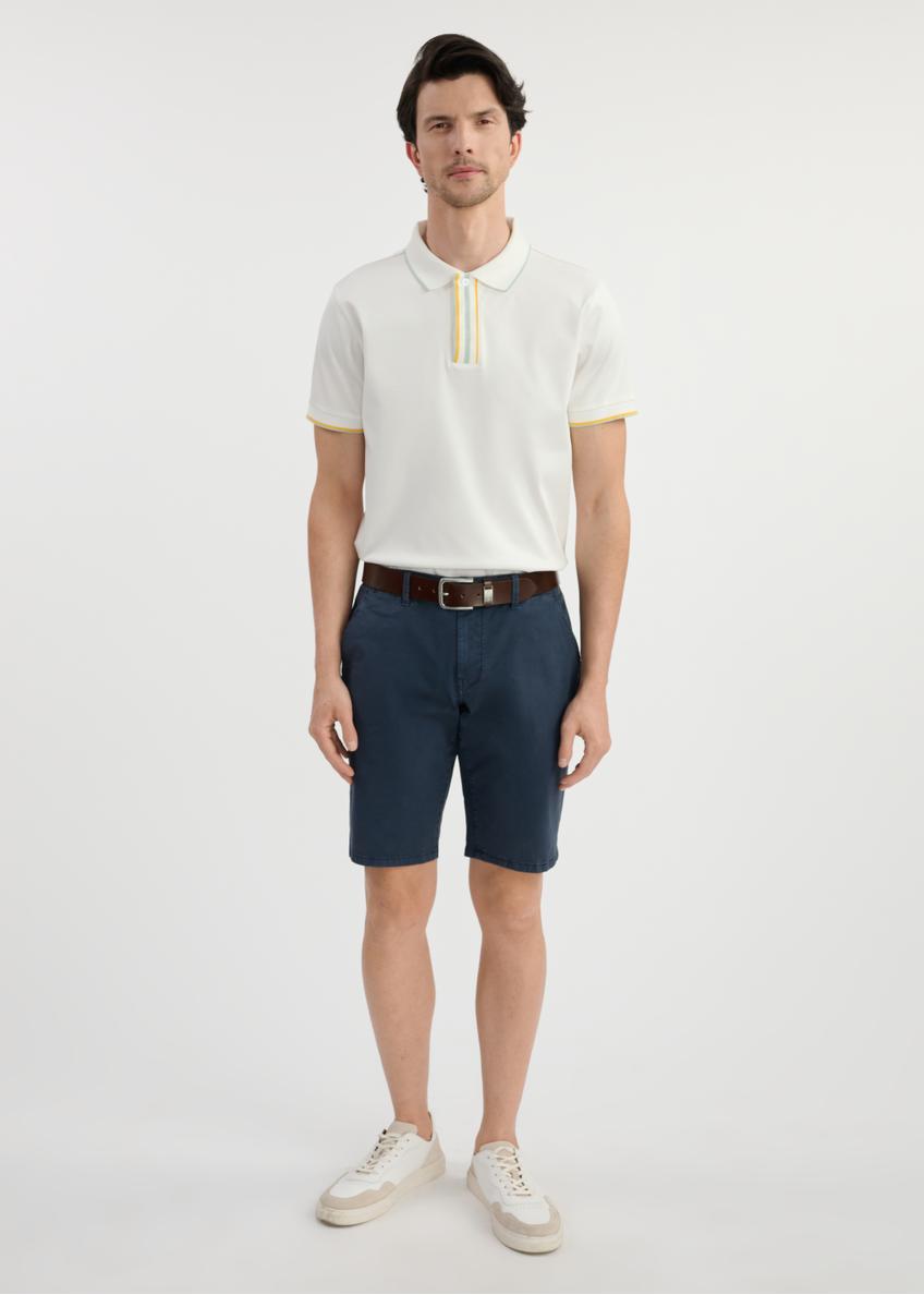 Navy blue men's shorts SZOMT-0029-69(W25) - front view on a model on a white background. The entire silhouette is visible.