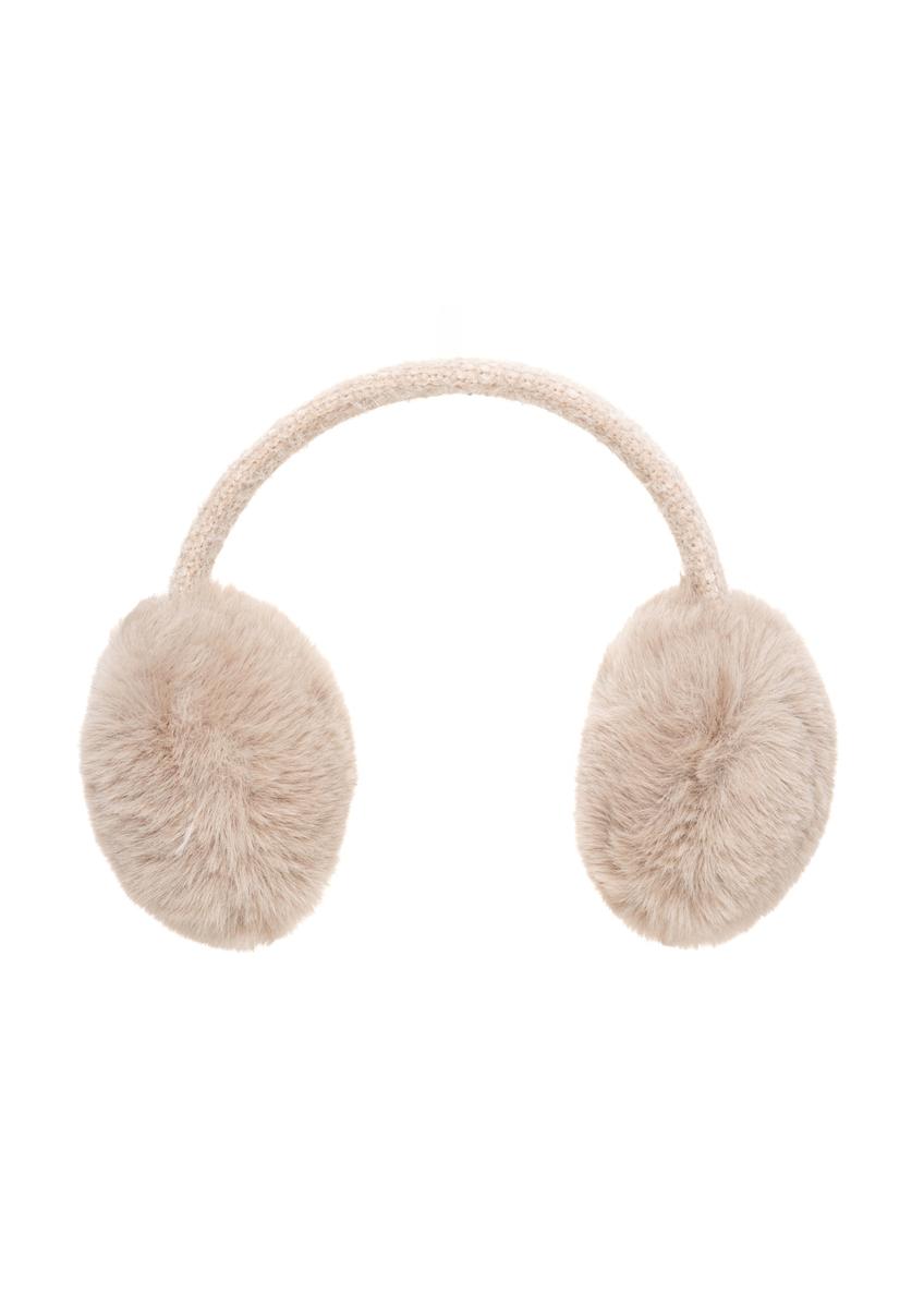 Beige women's earmuffs NAUDP-0003-1K(Z26), front product view on white background.