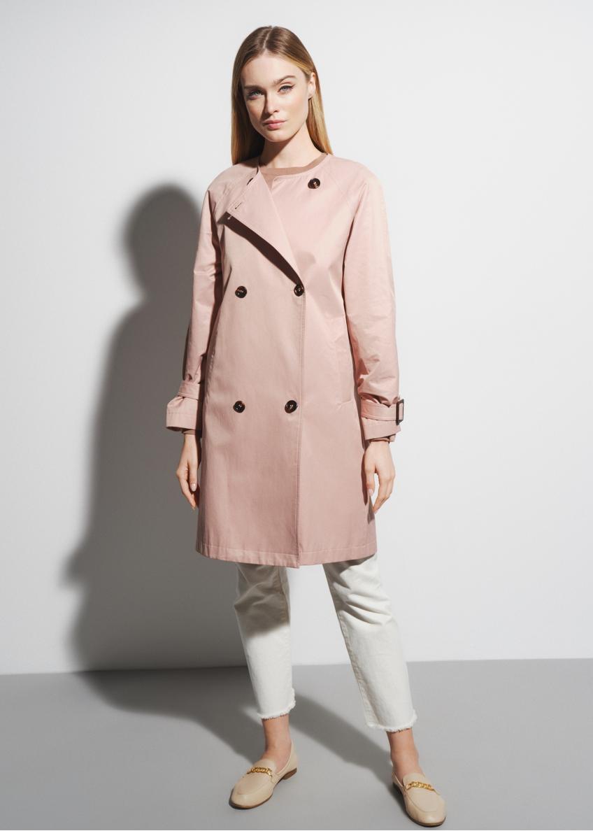 Ladies' double-breasted pink coat KURDT-0427-34(W23)-01