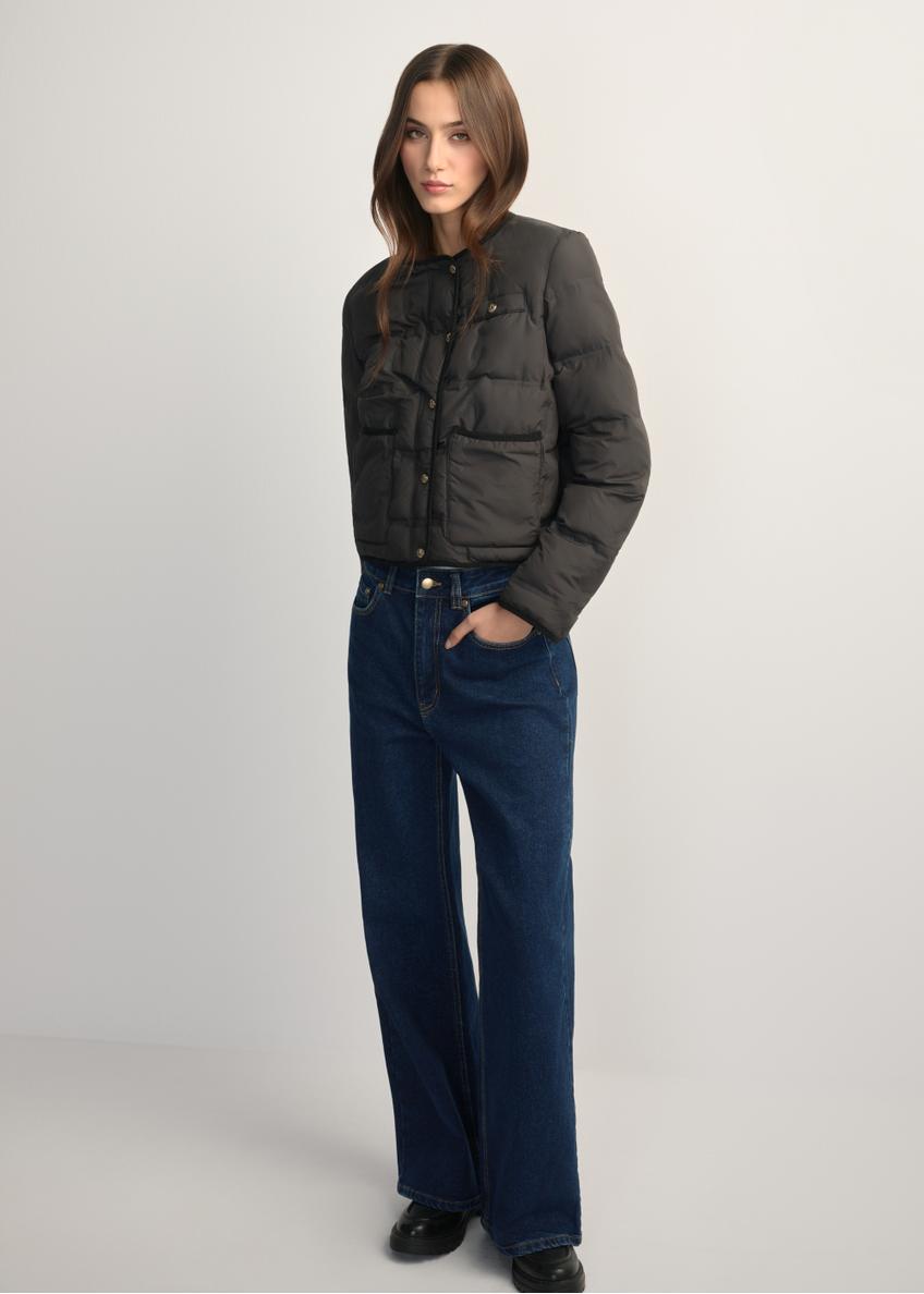 Black short women's jacket KURDT-0621-99(W26)