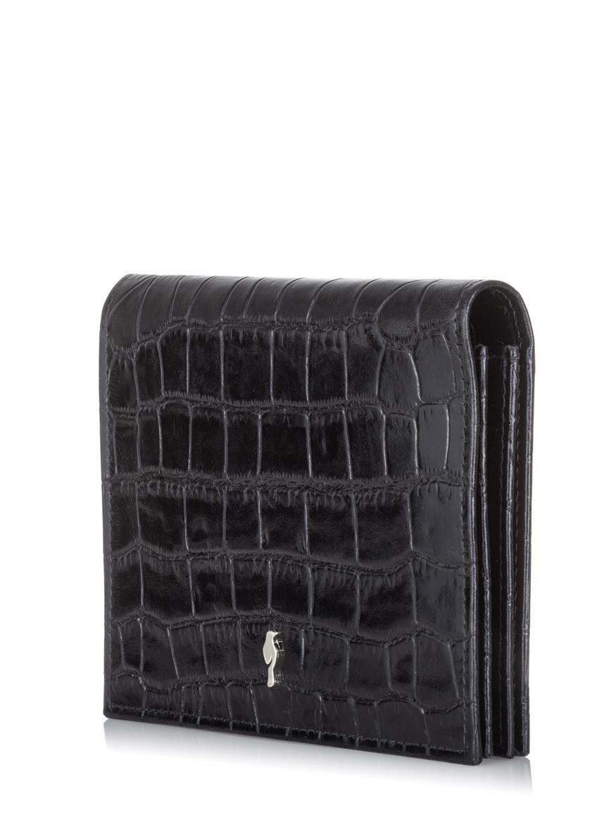 Women's small black croco wallet PORES-0846-99(W23)