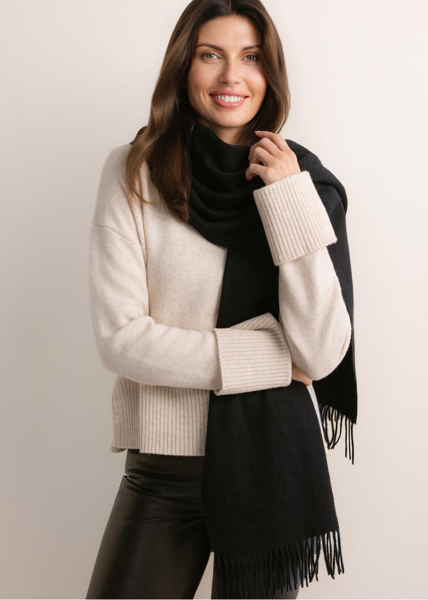 Woolen black women's scarf SZADT-0092-99(Z26)