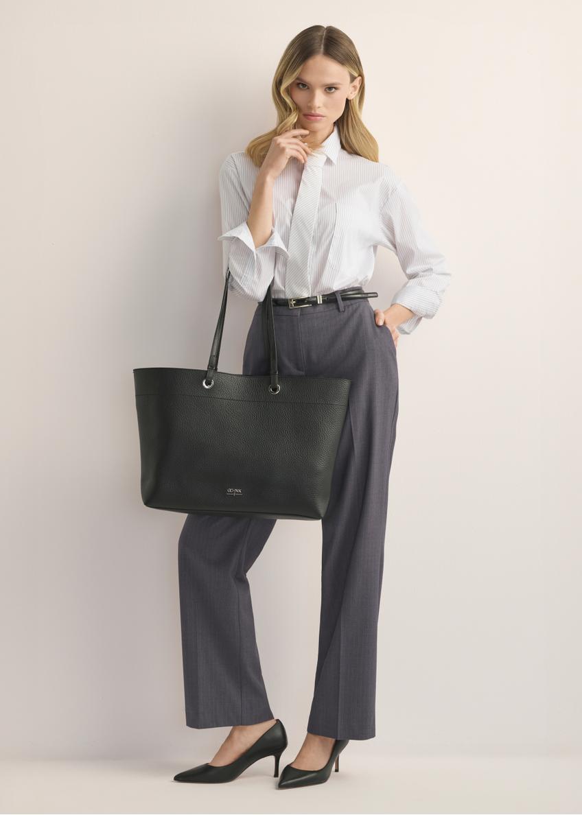 Black pebbled shopper bag TOREC-1252-9I(Z26)