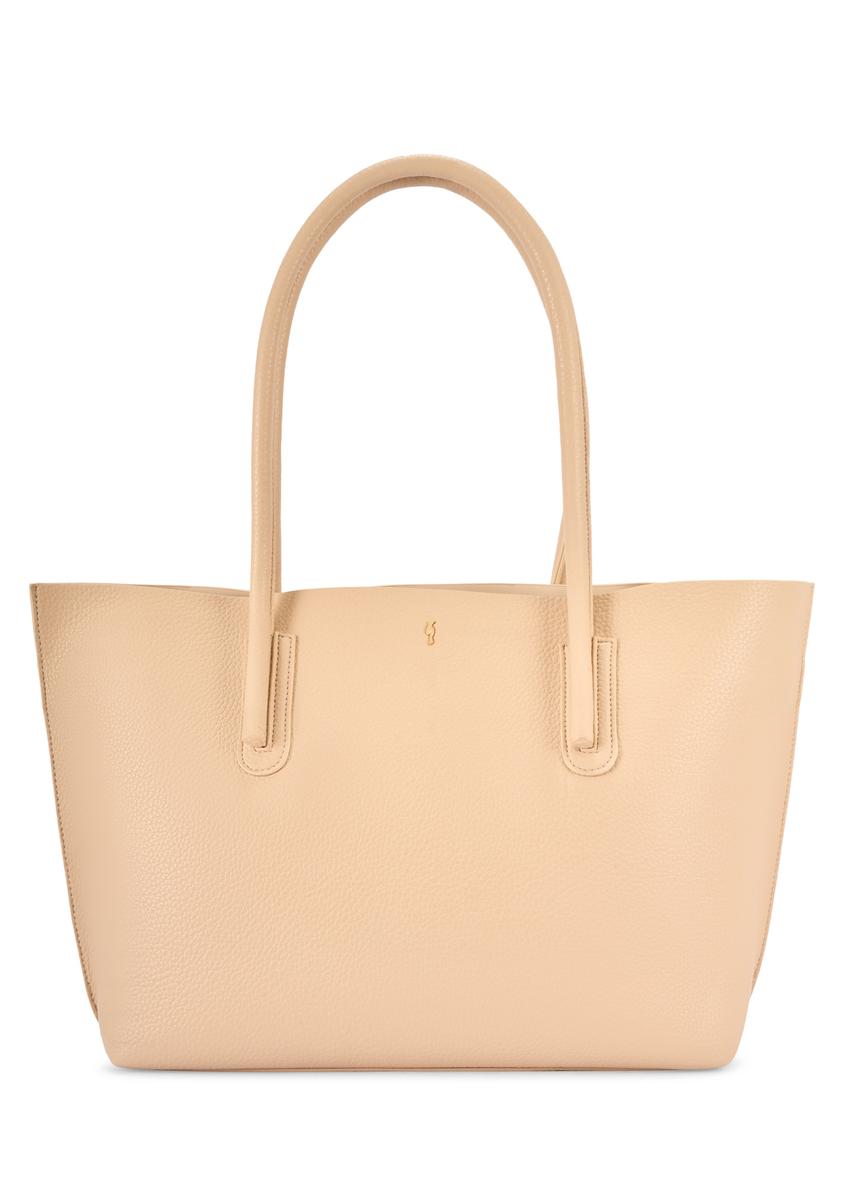Beige women's shopper bag TOREC-0938-1A(W26), front product view on white background.