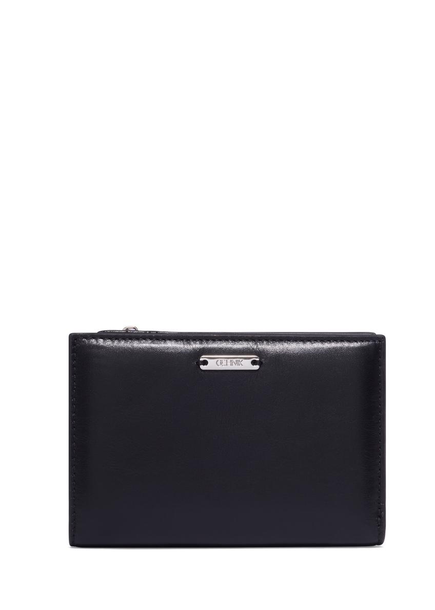 Black leather women's wallet PORES-0998-99(Z26), front product view on white background.