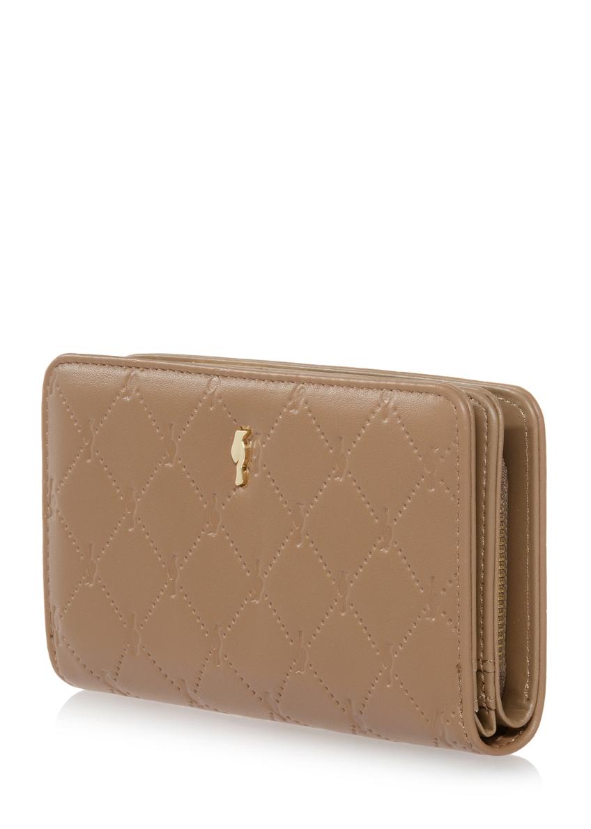 Beige women's wallet with monogram POREC-0348-81(Z24)