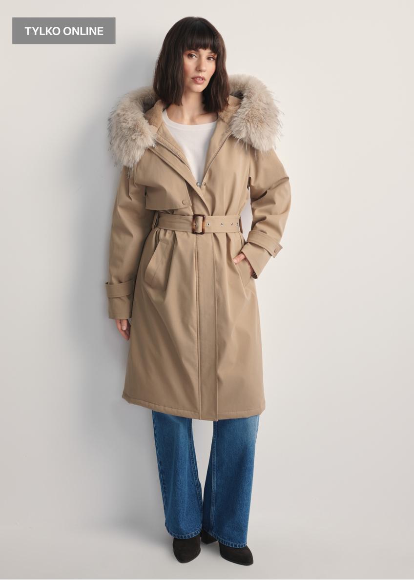Beige women's winter jacket KURDT-0613-81(Z25)