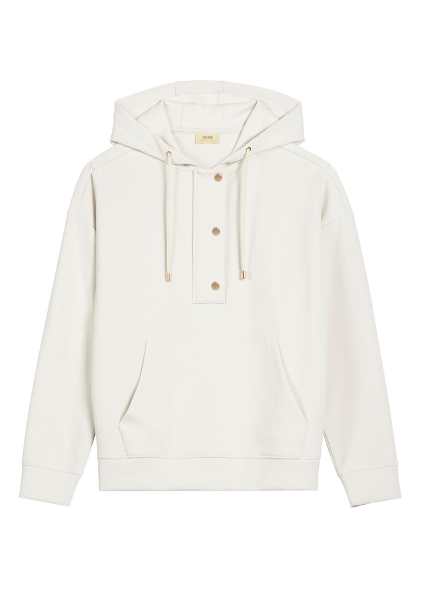 Light beige women's hooded sweatshirt BLZDT-0111A-1A(W26)