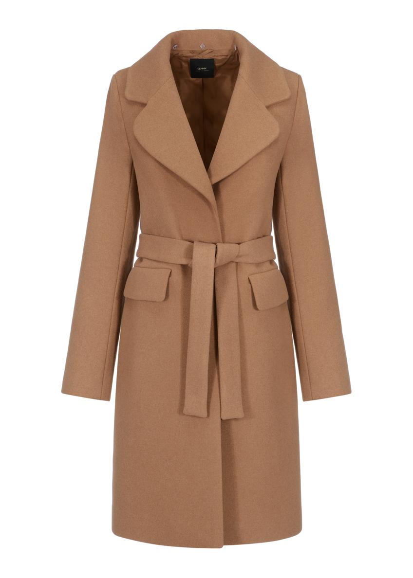 Women's long coat with belt PLADT-0049-82(Z24)