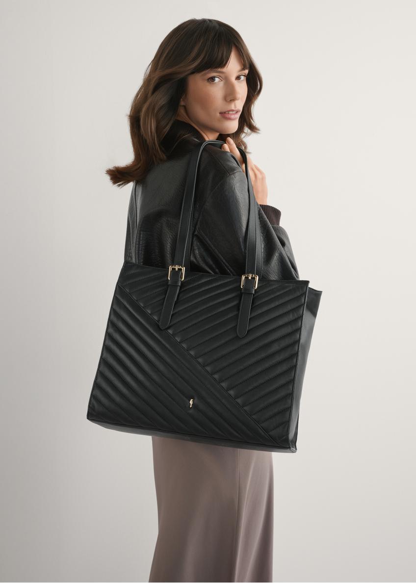 Large black leather women's handbag TORES-1287-99(W26)