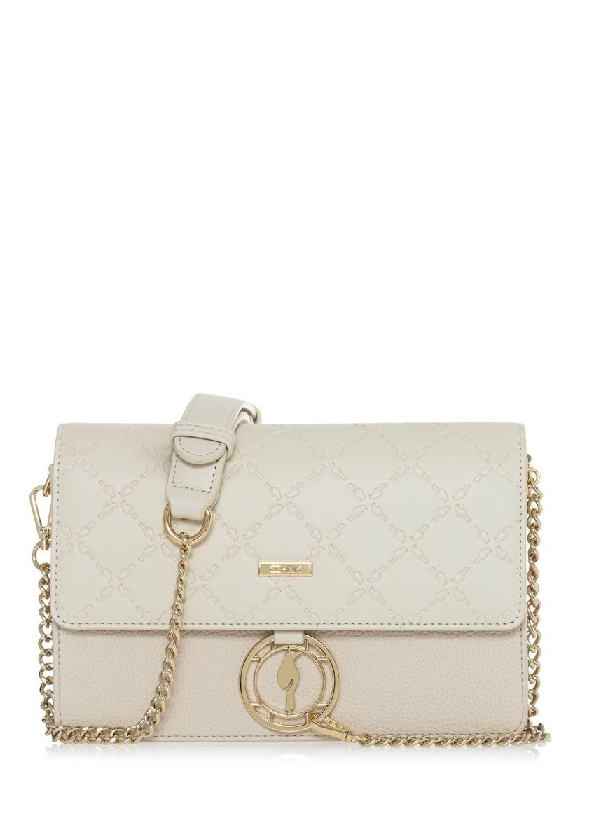 Cream women's handbag with monogram TOREC-0536B-12(W25)-08