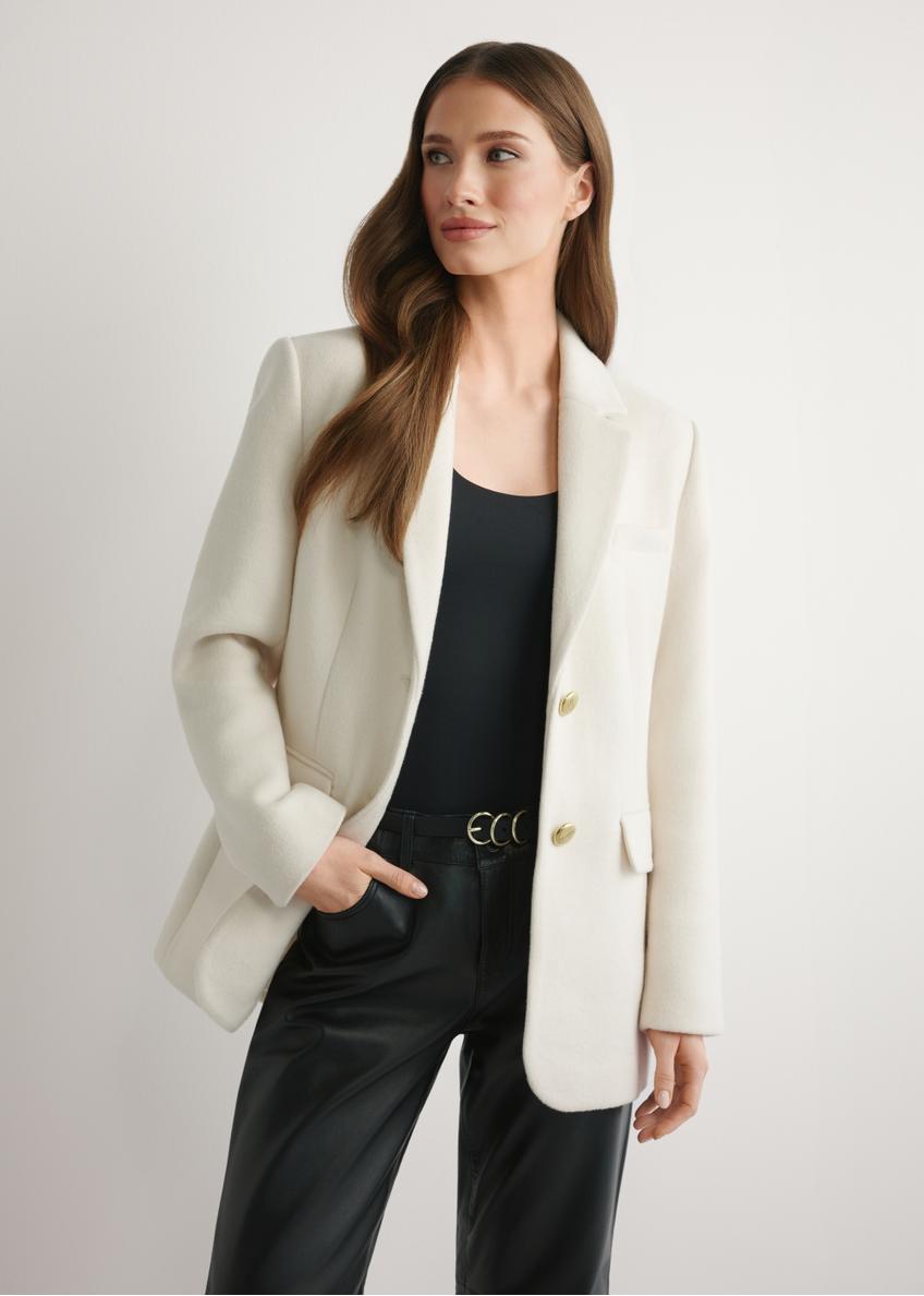 Women's white wool coat PLADT-0072-0B(W26)