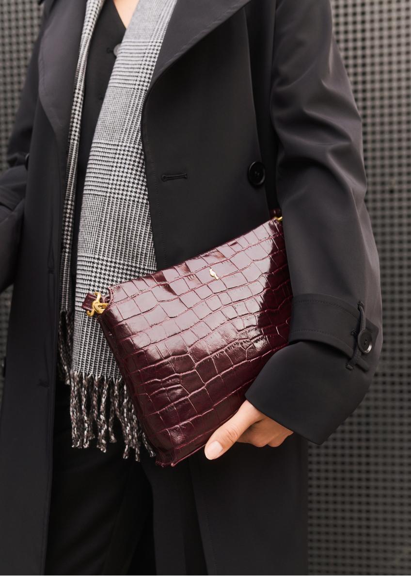 Burgundy croco women's handbag TORES-1159E-49(Z25)