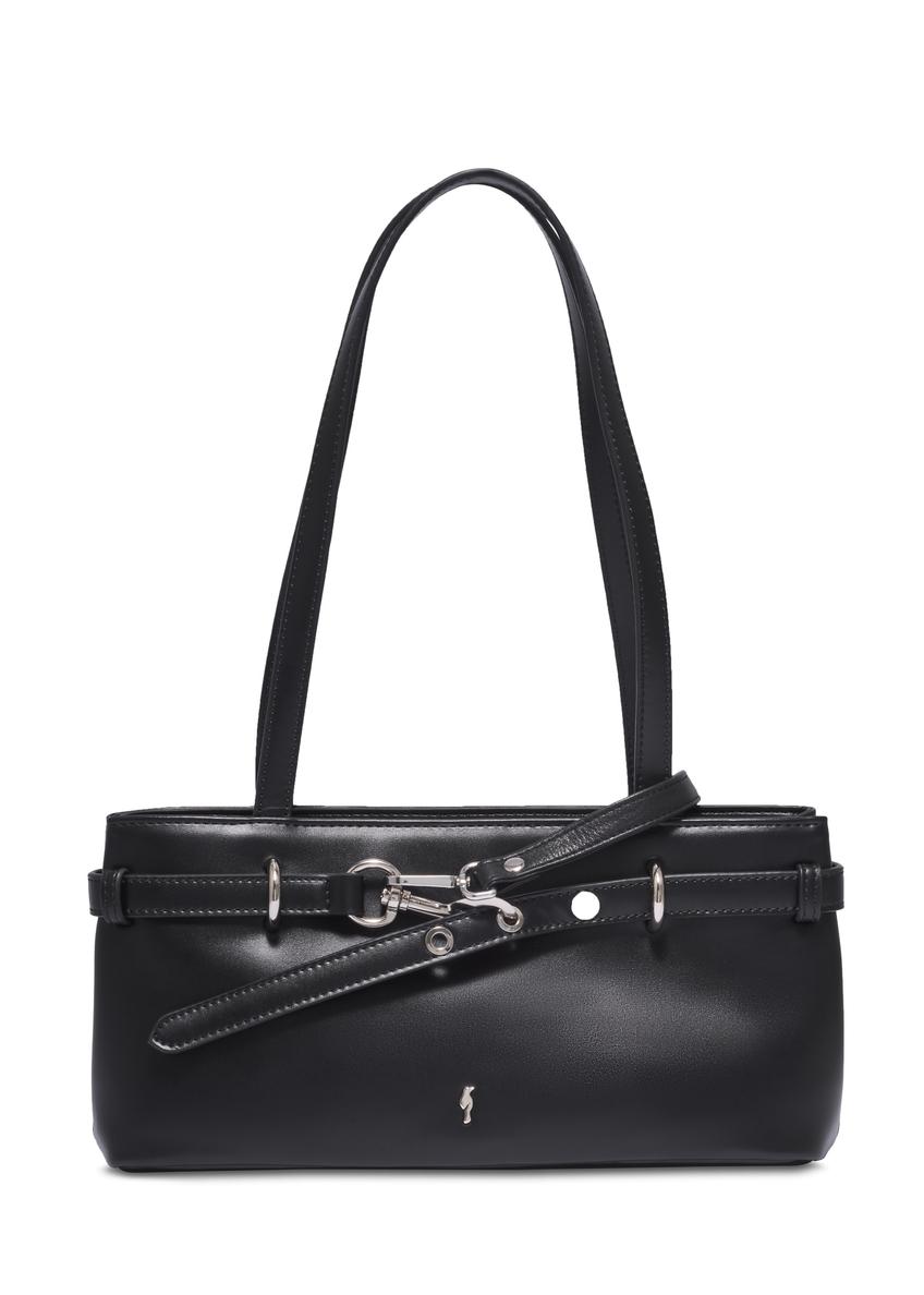 Black women's shoulder bag TOREC-1341-99(Z26), front product view on white background.