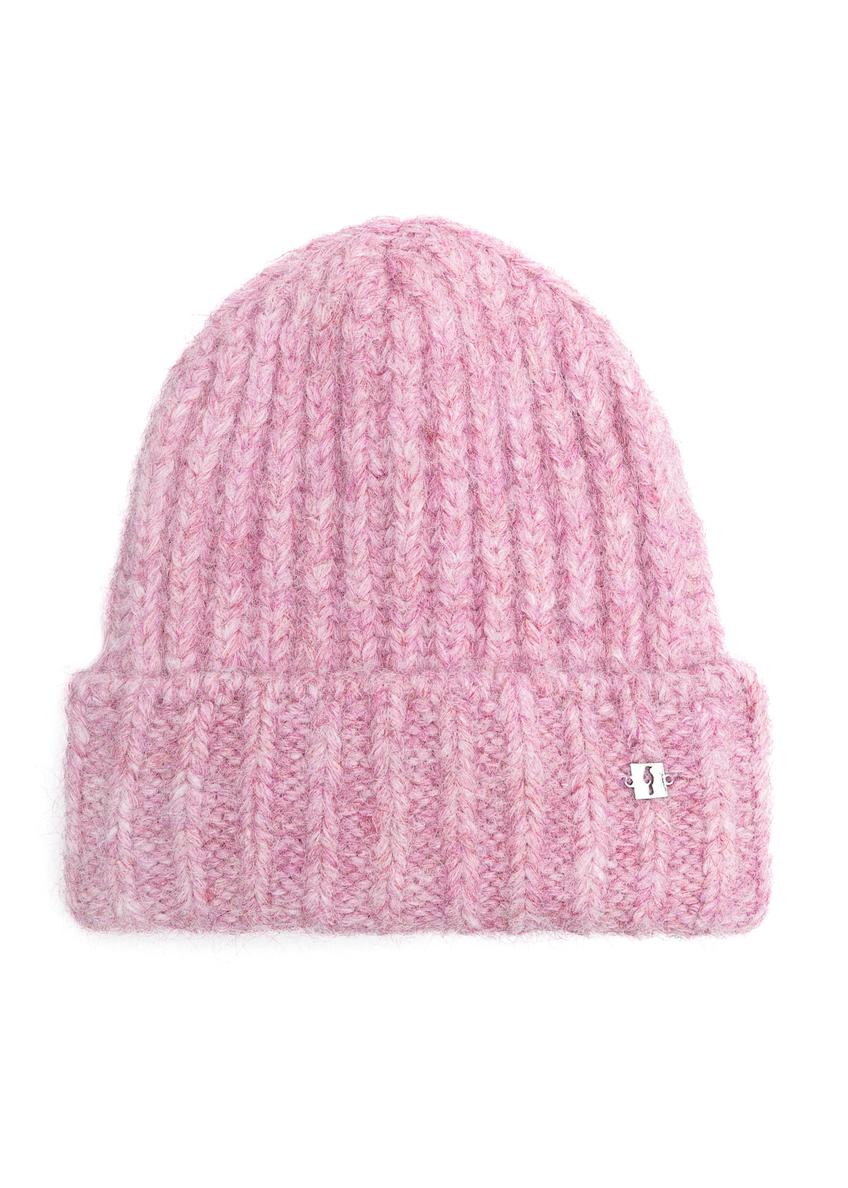 Women's winter hat in pink CZADT-0205-31(Z25), front product view on a white background.