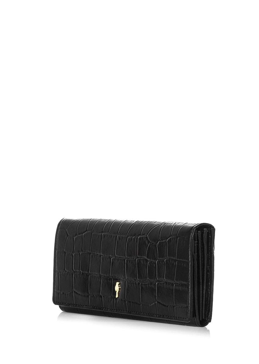 Leather black women's croco wallet PORES-0889-9G(W26)