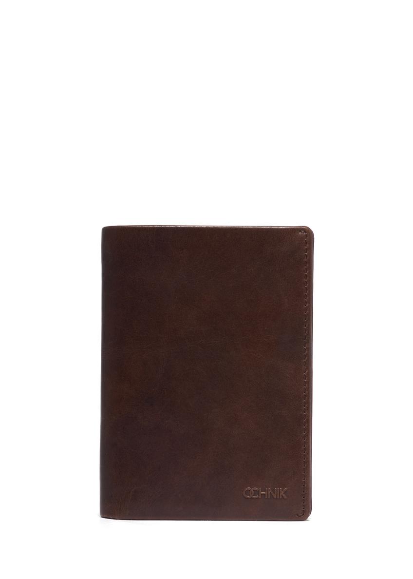 Dark brown leather men's wallet PORMS-0736-1I(Z26), front product view on white background.