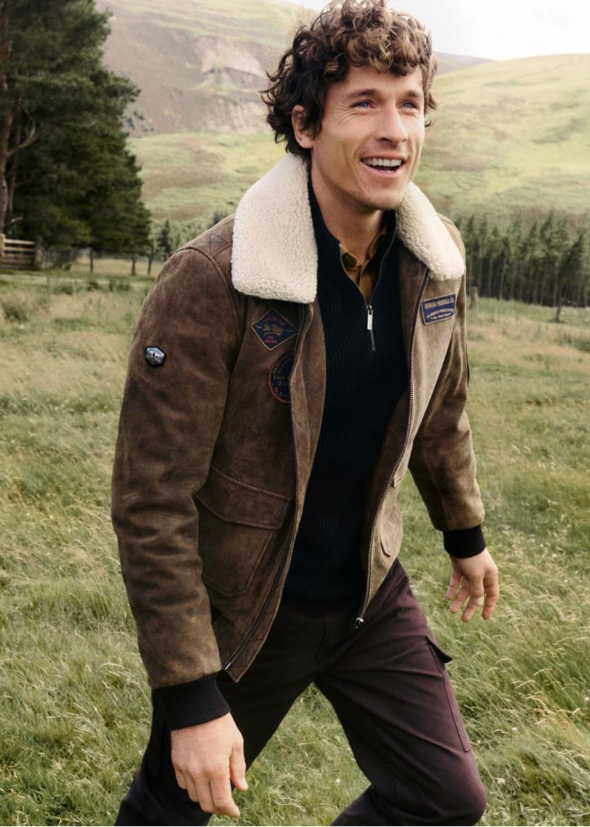 Men's suede bomber jacket KURMS-0422-1C(Z26)