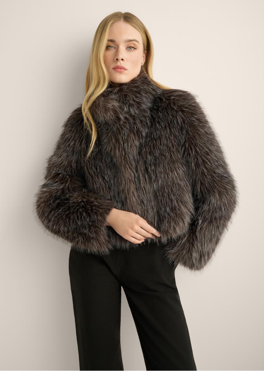 Short brown women's fur coat FUTDP-0086-1H(Z26)