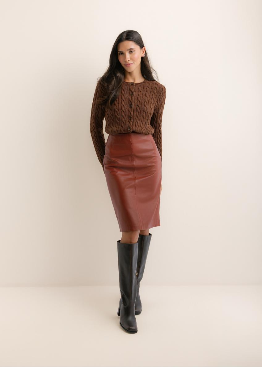 Brown cotton women's cardigan KARDT-0067-1H(Z26)