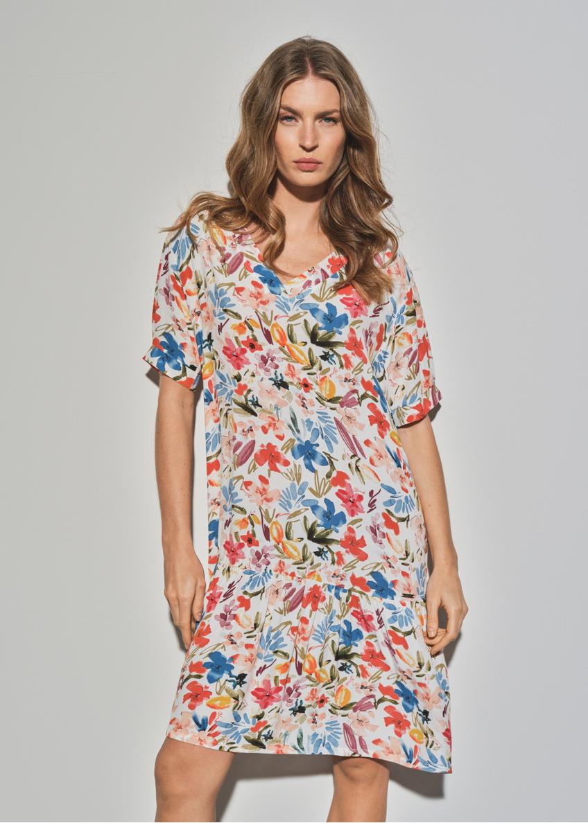 Floral dress with frill SUKDT-0165-16(W23)-01