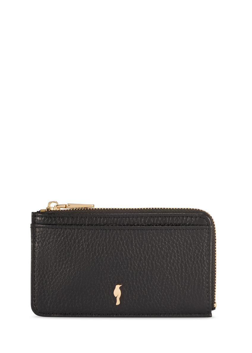 Black small leather women's wallet PORES-0978R-9I(W26), front product view on white background.