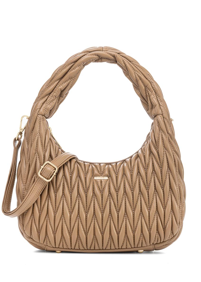 Beige women's shoulder bag TOREC-1101-24(Z25), front product view on white background.