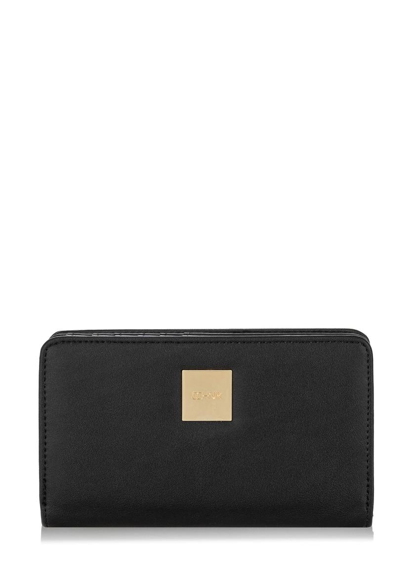 Black women's wallet with logo POREC-0364-99(W24)-10