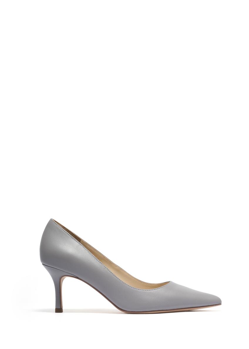 Women's gray leather pumps BUTYD-1031A-9B(Z26), side product view on white background.