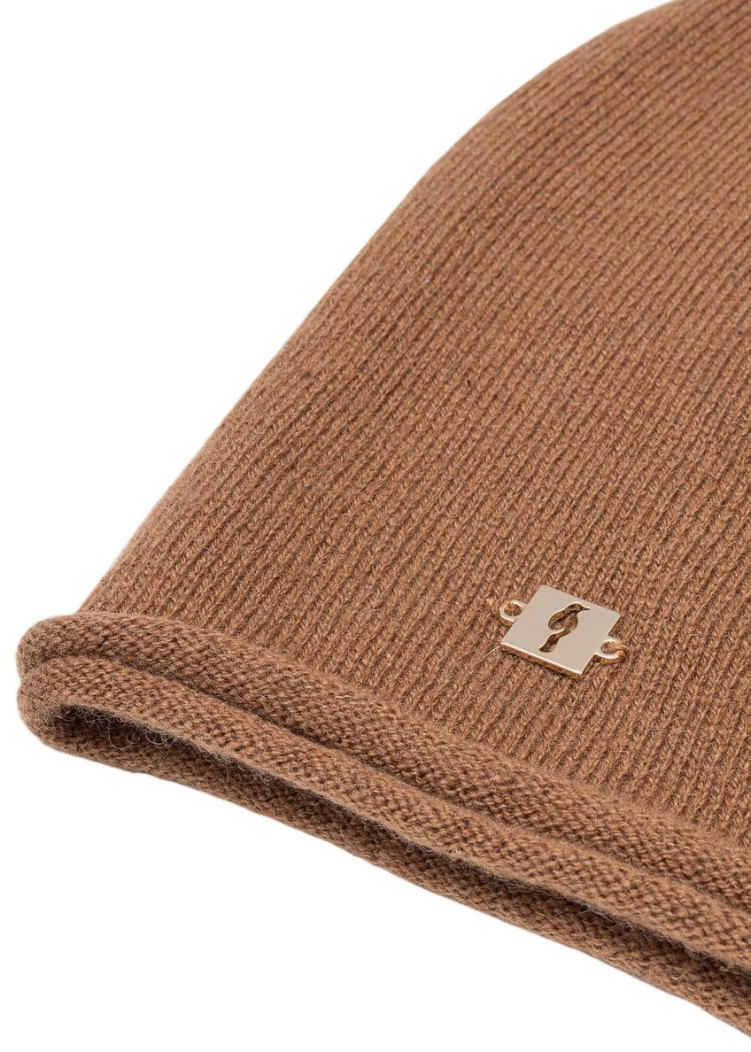 Women's cashmere hat in camel color CZADT-0043-1D(Z26)