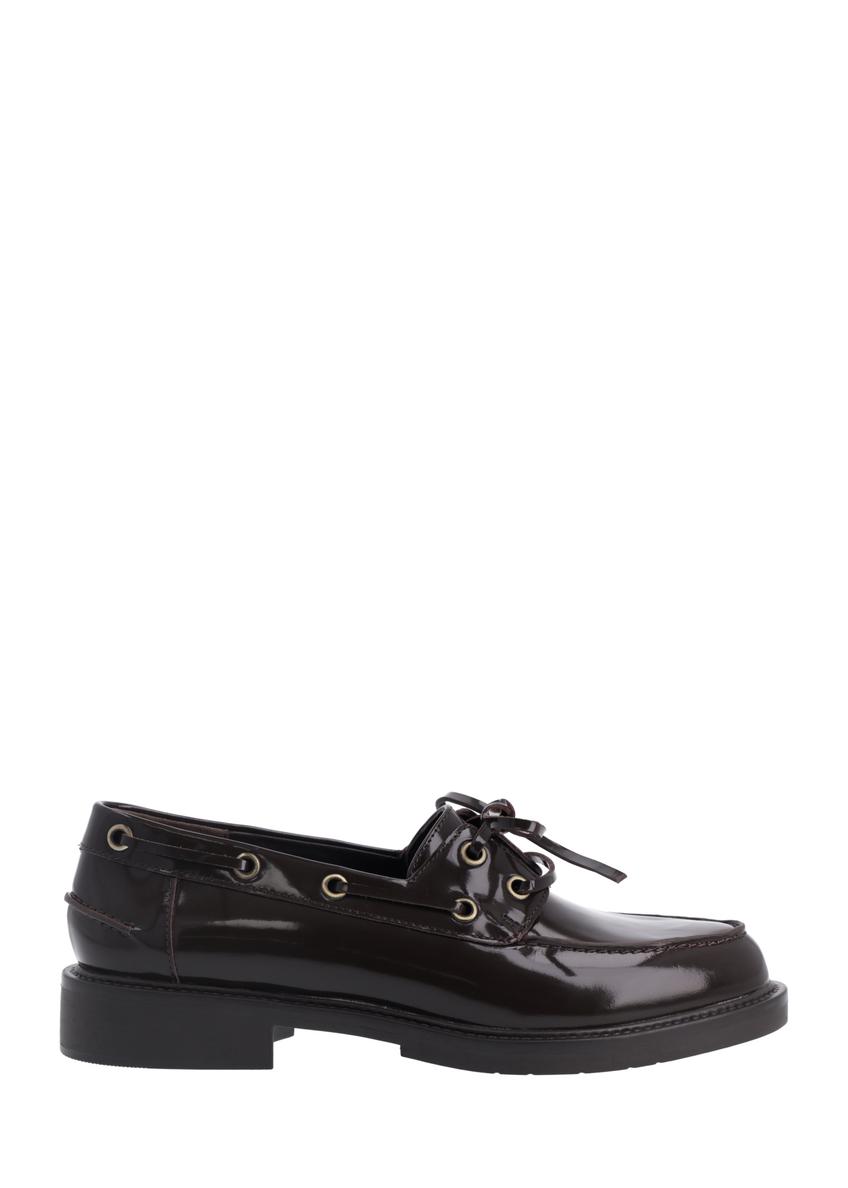 Women's dark brown leather moccasins BUTYD-1313-1I(Z26), side view of the product on a white background.