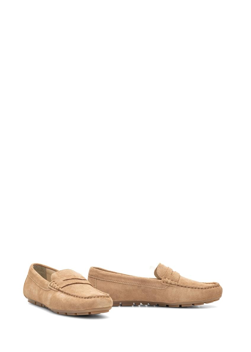 Beige leather women's moccasins BUTYD-1262-1B(W26)