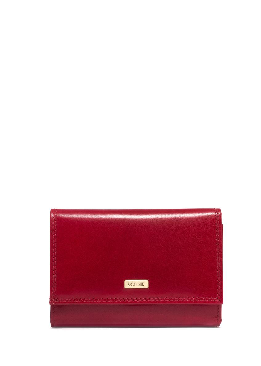 Red leather women's wallet PL-189-4B(KS), front product view on white background.