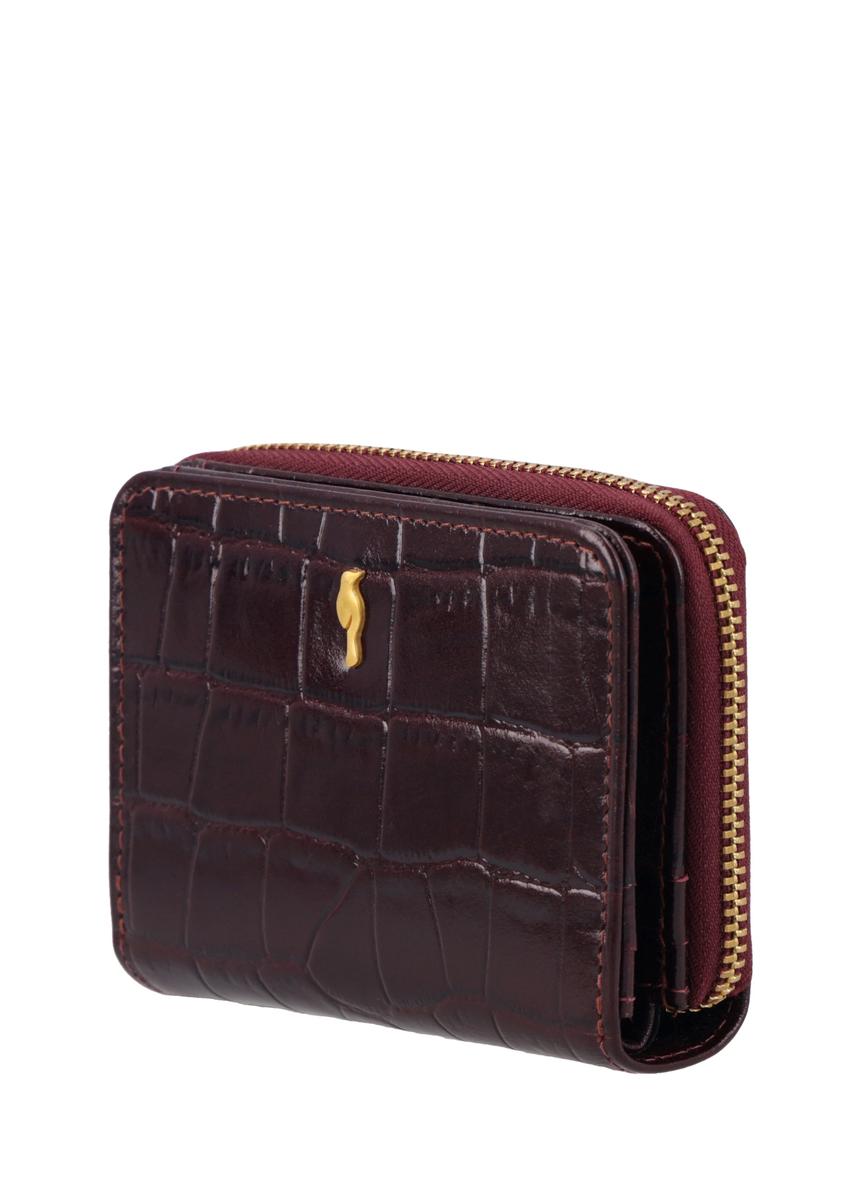 Burgundy croco women's wallet PORES-0888B-4D(Z26)