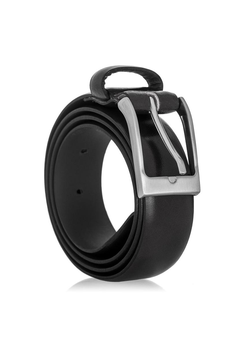 Black leather men's belt PASMS-0162A-99(W23)