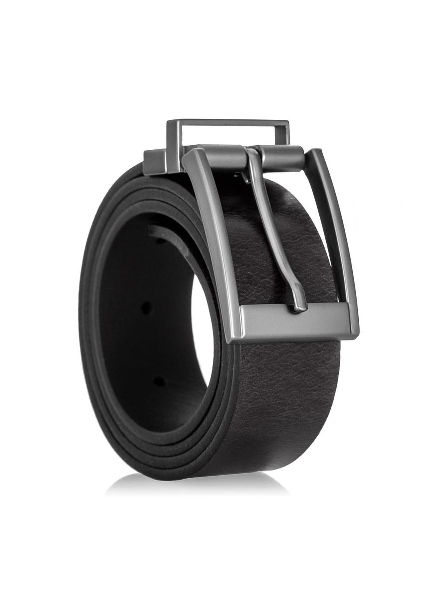 Double-sided black leather men's belt PASMS-0167A-99(W23)