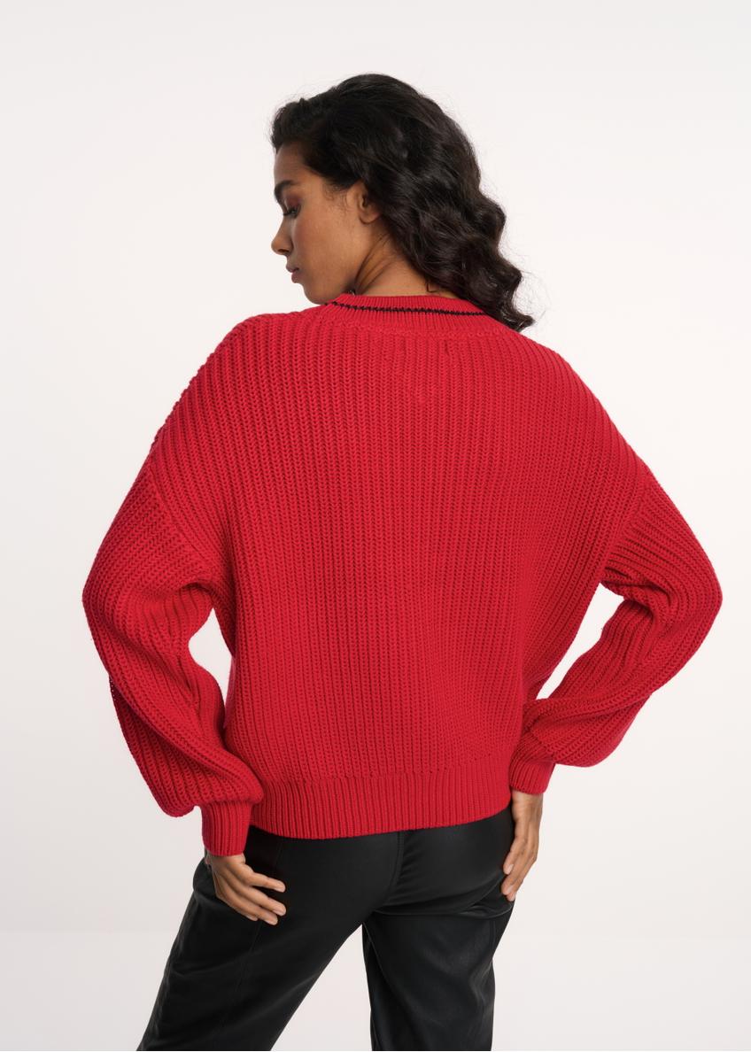Red women's sweater with OCHNIK logo SWEDT-0163-42(Z22)