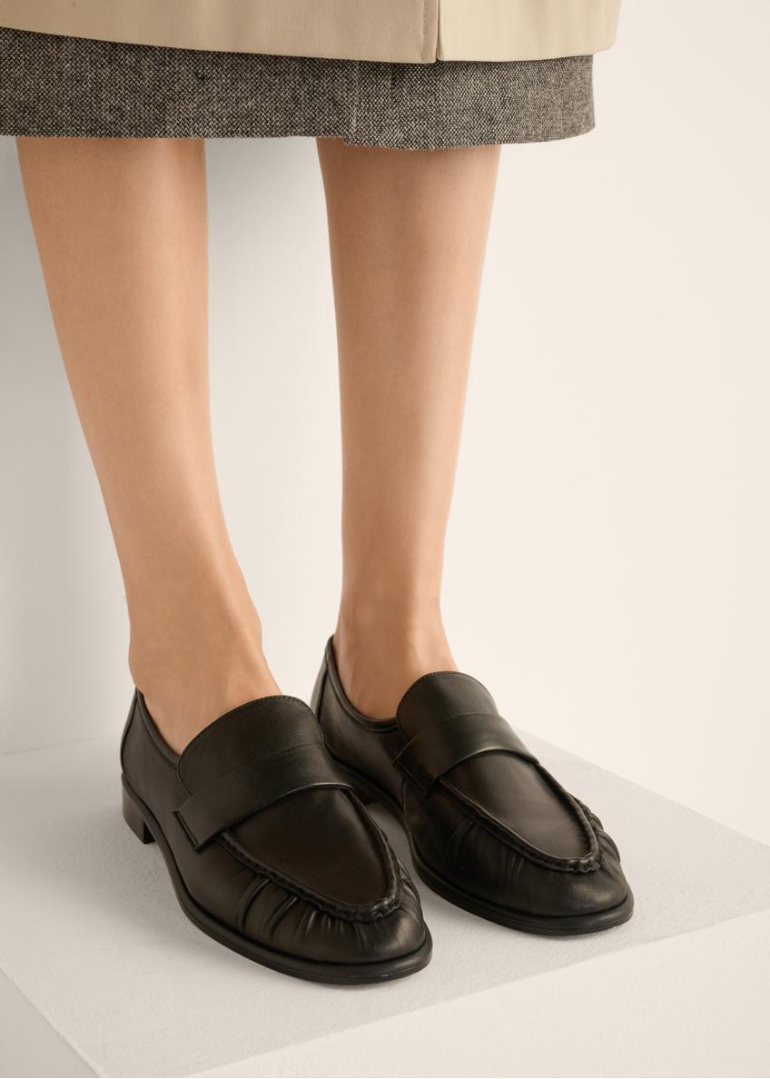 Women's black leather moccasins BUTYD-1328-99(Z26)