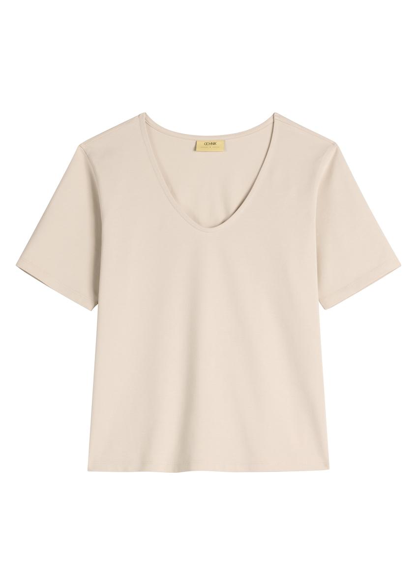 Light beige cotton women's T-shirt TSHDT-0151-1A(W26)