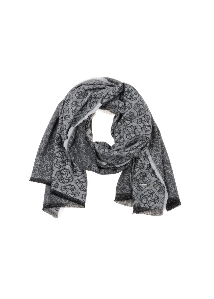 Large grey women's scarf in monogram SZADT-0130A-91(Z24)