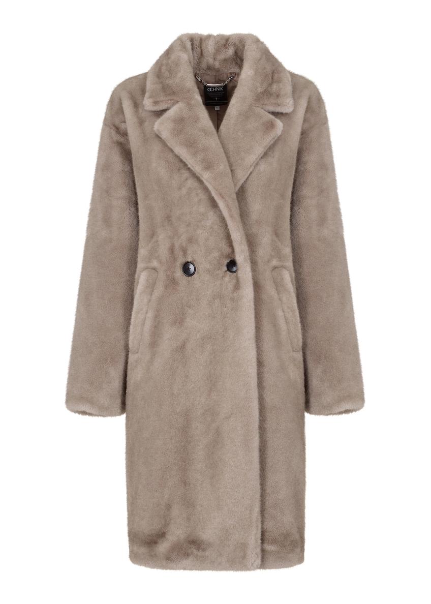 Grey double-breasted fur coat for women FUTDP-0039-91(Z23)-04