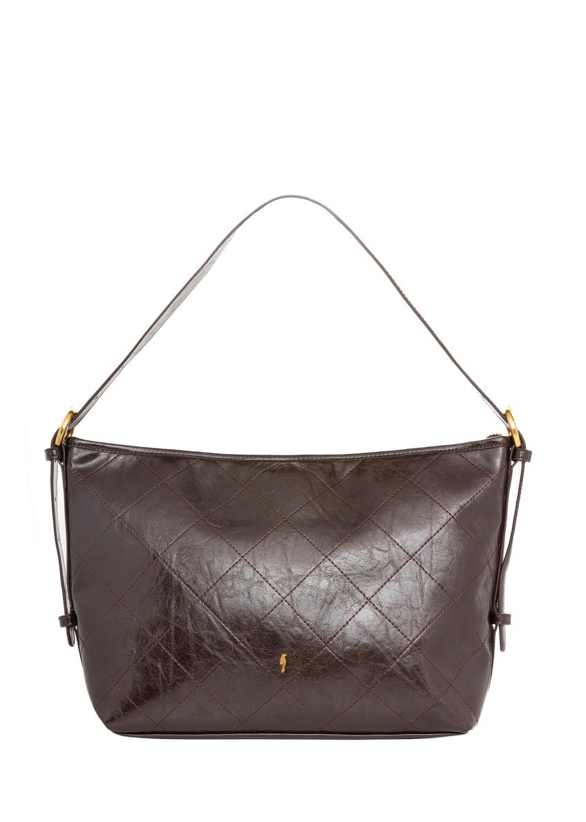 Burgundy women's shoulder bag with stitching TOREC-1248-4D(Z26)