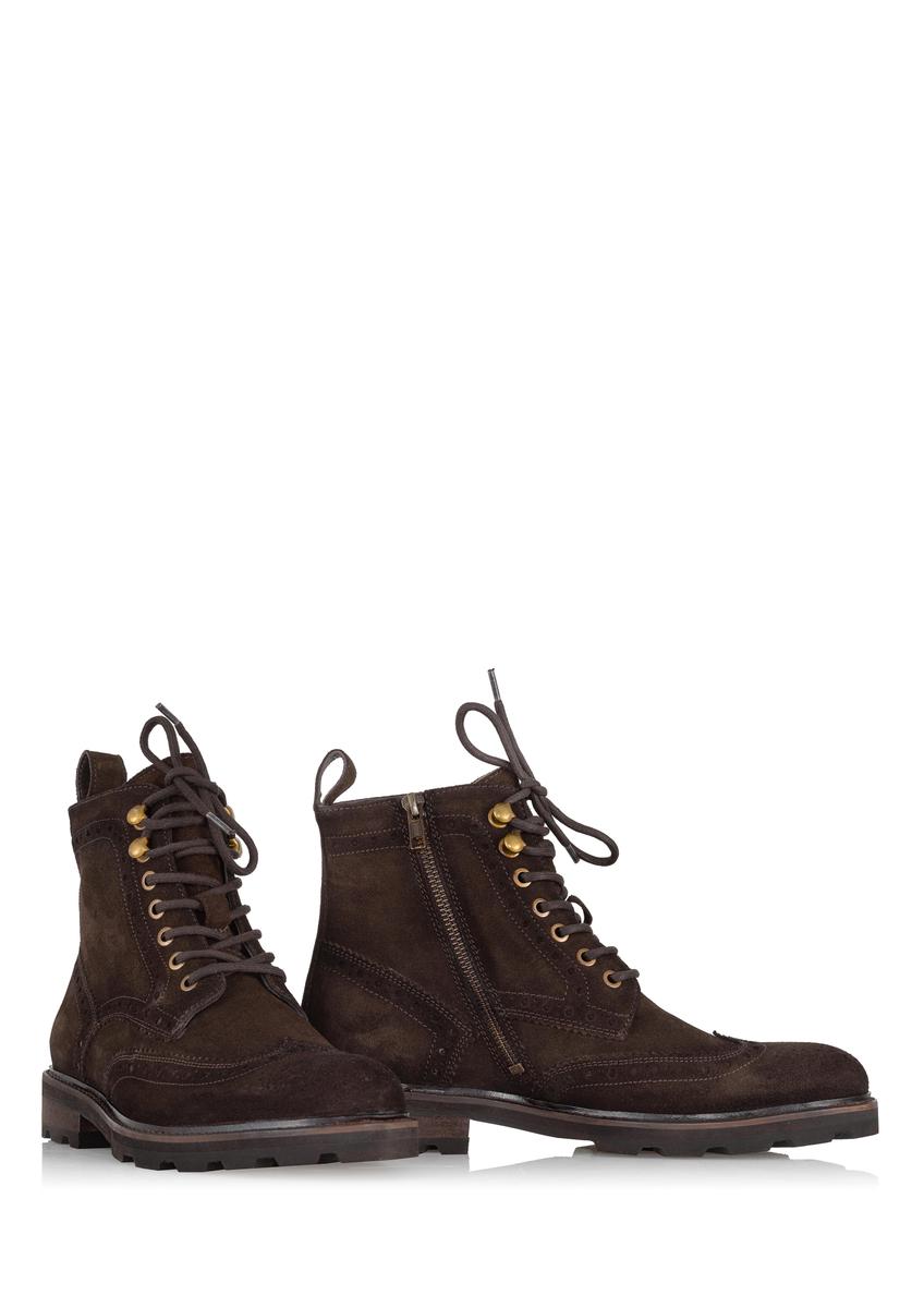 Brown leather men's boots BUTYM-0447-90(Z23)