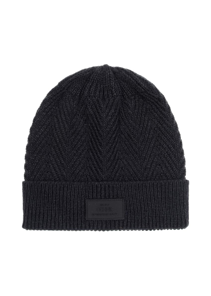 Men's navy blue herringbone cap CZAMT-0057-68(Z24)-02