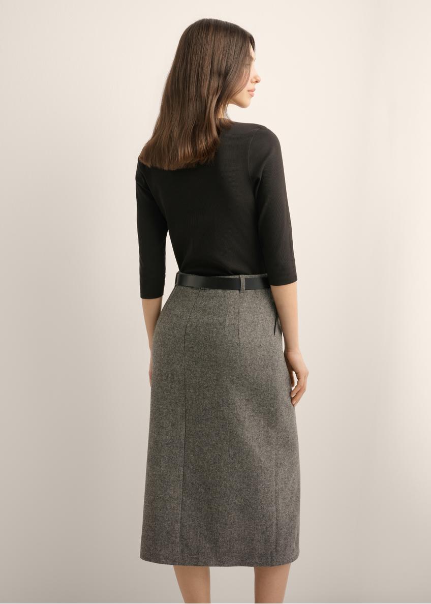 Black women's V neck blouse LSLDT-0036-99(W26)