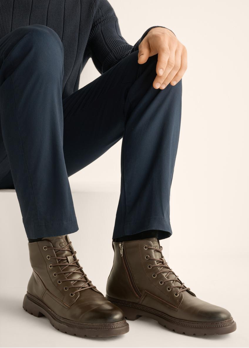 Brown men's lace-up ankle boots BUTYM-0556-1I(Z26)